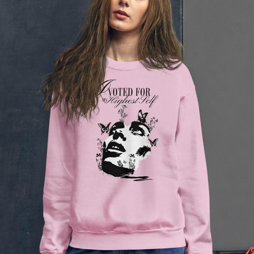 I Voted For My Highest Self Sweatshirt - Light Pink Color - https://ascensionemporium.net